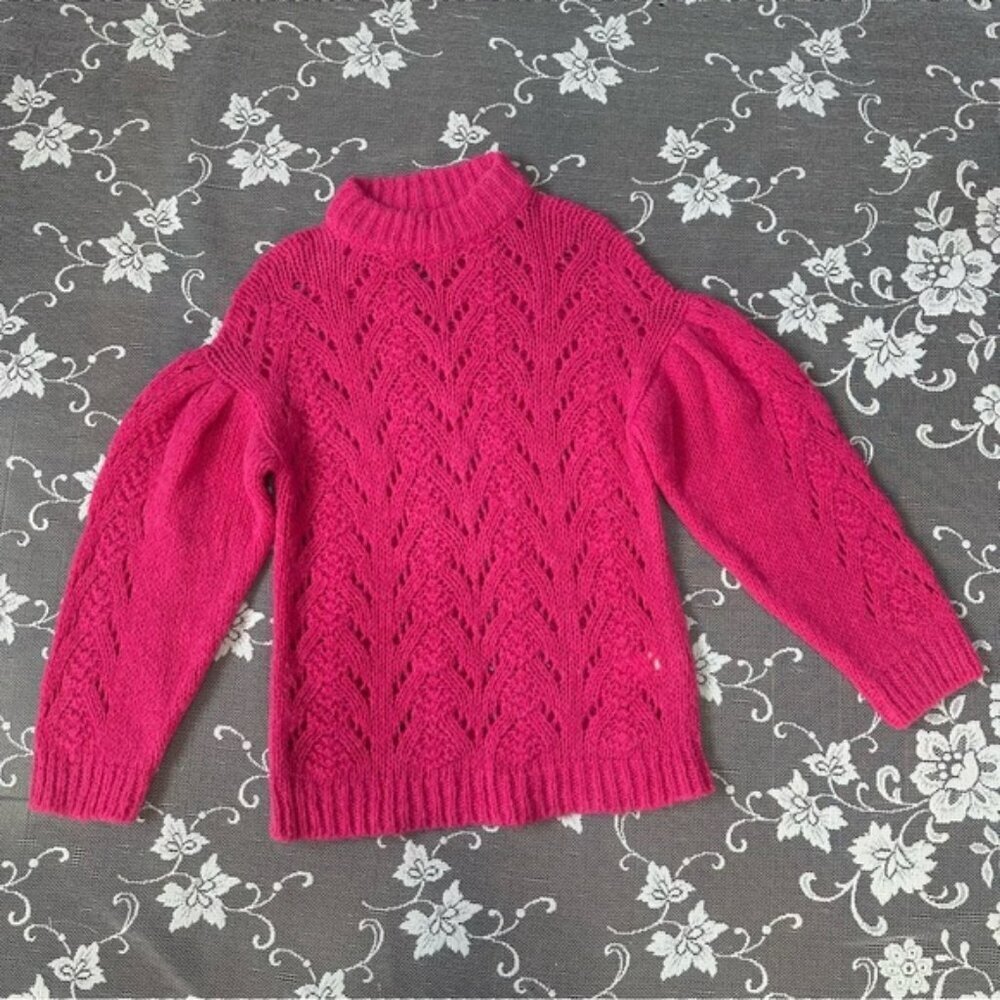 Kate Spade NY Open Weave Sweater AlpacaWool Pink Size XS